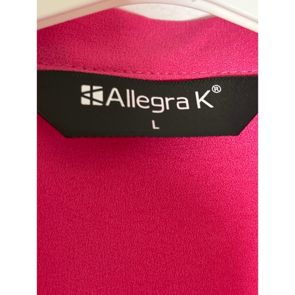 Allegra K Womens Fuchsia Pink Tie Neck Blouse Long Sleeve Bow Top Size L - Picture 2 of 5